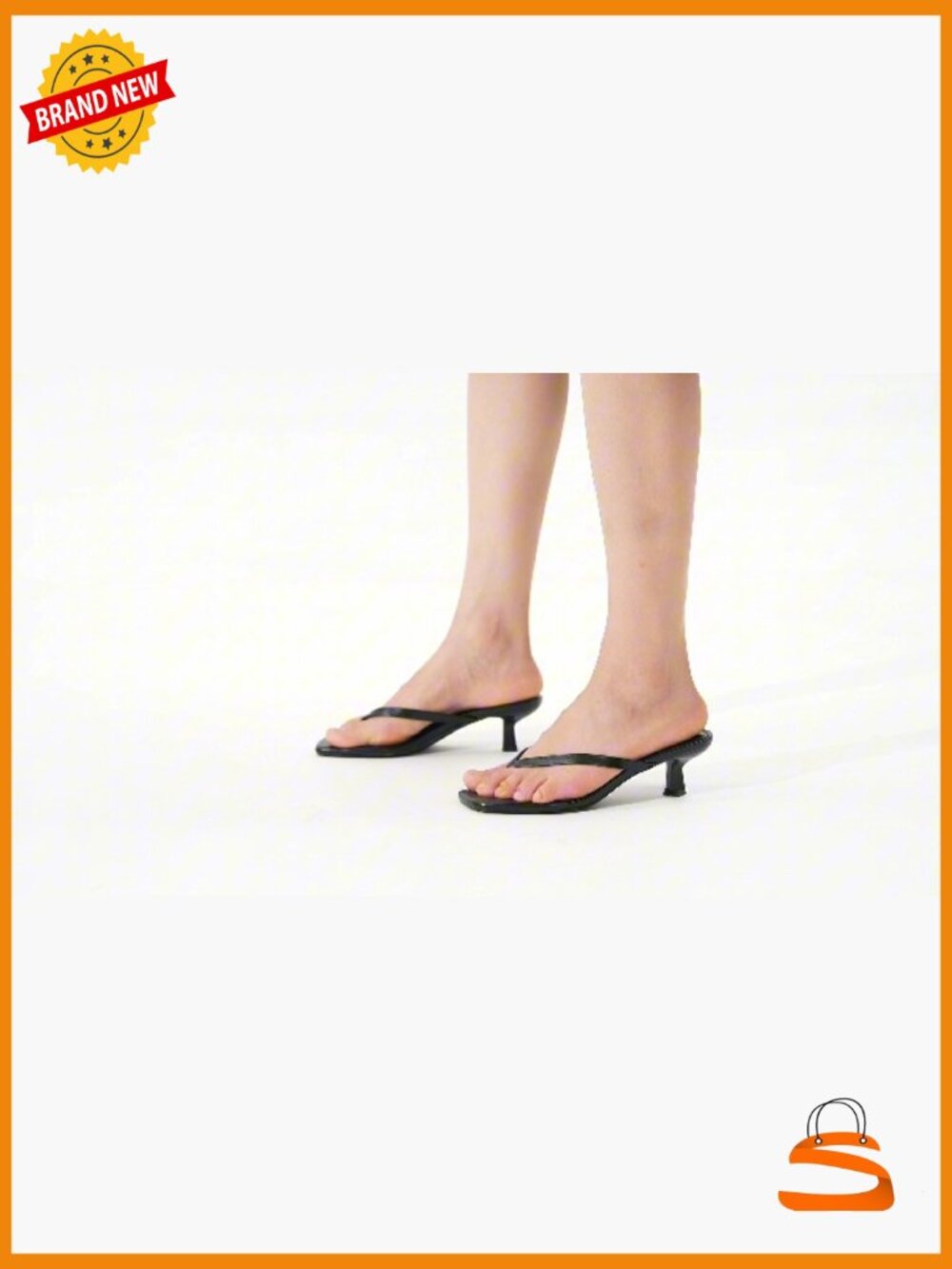 Kitten Heel Sandals Square Open Toe Slip On Heels 2 Inch - Picture 7 of 7